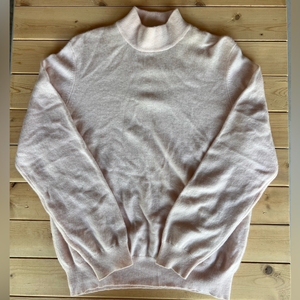Women’s Charter Club 2-ply 100% Cashmere Mock Neck Blush Pink Sweater Size Large